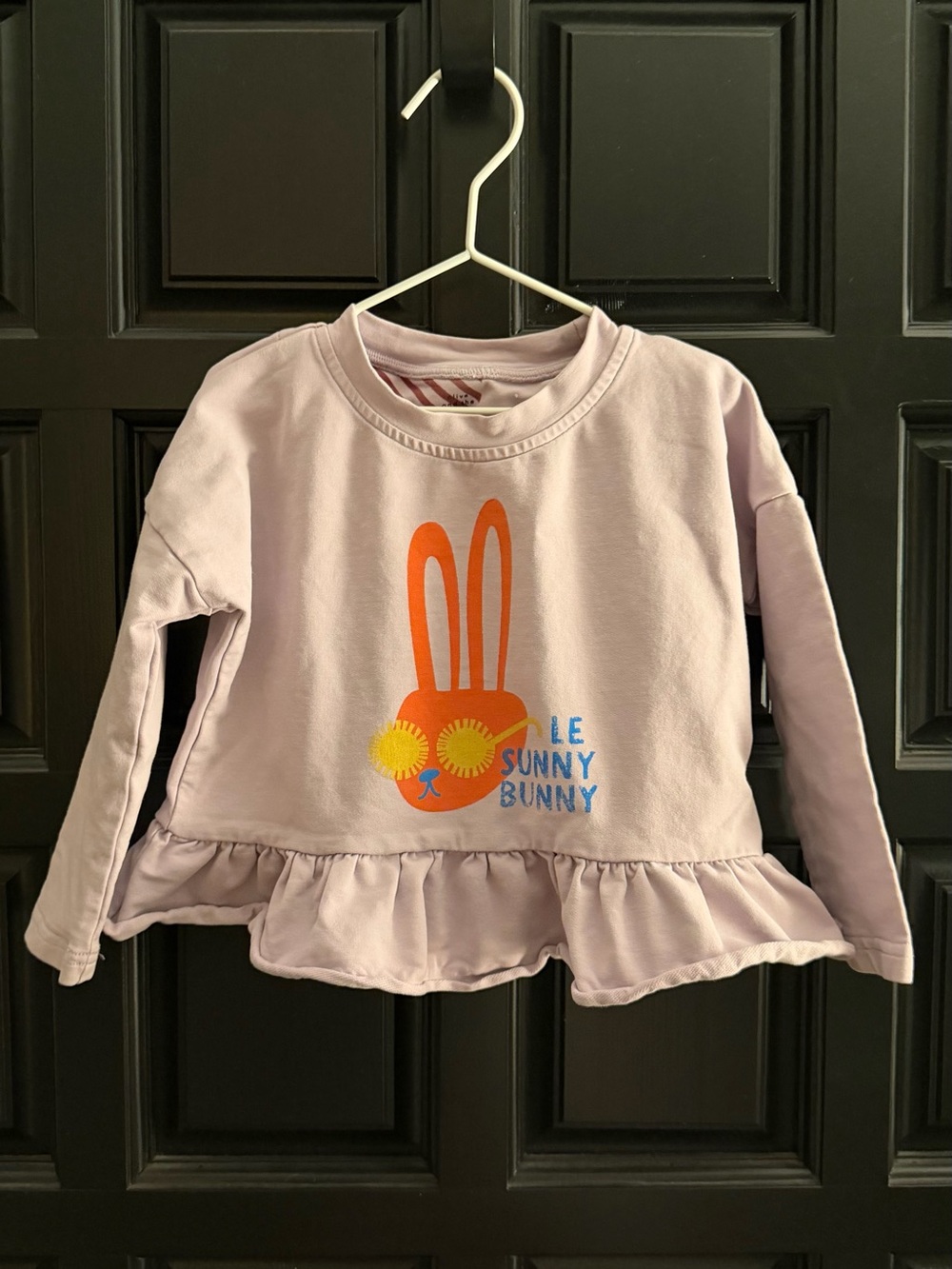 Kid 3T Olive and the Captain long sleeve ruffled purple rabbit top